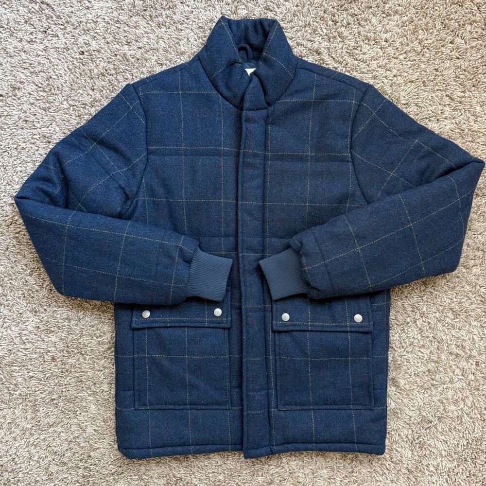 Adsum New York Blue Plaid Wool Jacket Puffer Full Zip Men’s Size Small